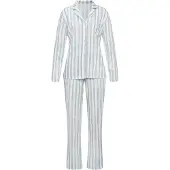 Vivance Pyjama mehrfarbig Gr. 32/34 für Damen. V-Ausschnitt und Allover-Druck. Klassisch. Nachhaltig.