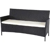 Mendler 3-Sitzer Poly-Rattan Gartenbank Hamar, Sitzbank anthrazit, Kissen creme