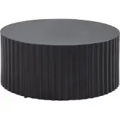 FineBuy Design Couchtisch rund 70 cm Metall Schwarz - Handgefertigter Aluminium Wohnzimmertisch mit Lamellenstruktur - Moderner Sofatisch Wohnzimmer