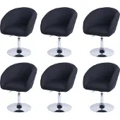 Mendler 6er-Set Esszimmerstuhl MCW-F19, Küchenstuhl Drehstuhl Loungesessel, drehbar höhenverstellbar Stoff/Textil anthrazit
