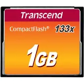 Transcend 1 GB CF 133x, 1 GB, Kompaktflash, MLC, 50 MB/s, 20 MB/s, Schwarz