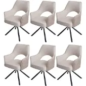 MCW 6er-Set Esszimmerstuhl MCW-K30, Küchenstuhl Lehnstuhl, drehbar Auto-Position, Stoff/Textil MVG creme