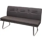 Mendler Sitzbank MCW-H70, Esszimmerbank Bank Polsterbank, Rückenlehne Stoff/Textil Edelstahl gebürstet grau-braun 160cm