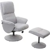 Mendler Relaxsessel Stockholm, Fernsehsessel Relaxliege TV-Sessel mit Hocker Stoff/Textil, hellgrau