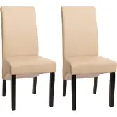 Mendler 2er-Set Esszimmerstuhl Cesena Leder, creme, dunkle Füße