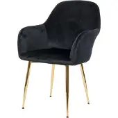 Mendler Esszimmerstuhl MCW-F18, Stuhl Küchenstuhl, Retro Design Samt schwarz, goldene Beine