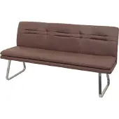 Mendler Sitzbank MCW-H70, Esszimmerbank Bank Polsterbank, Rückenlehne Stoff/Textil Edelstahl gebürstet braun 180cm