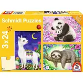 Sonstige Verlage Panda, Lama, Faultier. Puzzle 3 x 24 Teile