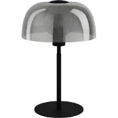 Eglo Tischlampe Solo 2, Nachttischlampe mit Rauchglas Lampenschirm, Tischleuchte aus Metall und Glas bedampft in Schwarz, E27 Fassung, 41,5 cm