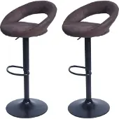 Mendler 2er-Set Barhocker MCW-F46, Barstuhl Tresenhocker Bistrohocker, Gestell schwarz WildKunstleder, vintage dunkelbraun