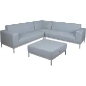 Mendler Alu-Garten-Garnitur MCW-C47, Sofa, Outdoor Stoff/Textil blau ohne Ablage, ohne Kissen