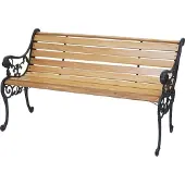 Mendler Gartenbank MCW-F98, Sitzbank Parkbank Holzbank, 2-Sitzer Gusseisen Holz 125cm 20kg hellbraun