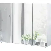 MÖBELPARTNER Spiegelschrank Basic 100 x 16 x 70 cm weiß hochglanz 3-türig
