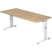 Hjh OFFICE PRO MEGA 19 W - 180 x 80 höhenverstellbar Eiche/Weiß