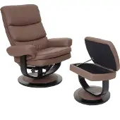 Mendler Relaxsessel MCW-C16, Fernsehsessel TV-Sessel Hocker mit Staufach, MVG- Kunstleder chocolate