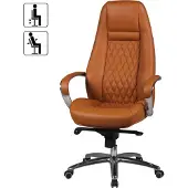 FineBuy AUSTIN Bürostuhl Caramel Echtleder Schreibtischstuhl ergonomisch Chefsessel edel Drehstuhl höhenverstellbar