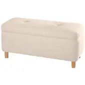 Hannah Home , Rocio - Cream, Sitzpuff, 50 % BAUMWOLLE / 50 % LEINEN, Creme, 100 x 41 x 45 cm