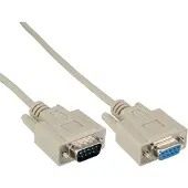 InLine Serielle Verlängerung, 9pol Stecker / Buchse, vergossen, 1:1 belegt, 15m, Beige, 15 m, male 9pin Sub D, female 9pin Sub D, 220 mm, 345 mm