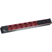 Bachmann IT PDU ALU 1HE 6x Schutzkontakt 3x C19, Zuleitung mit Stecker C20, schwarz