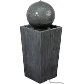 Dobar Gartenbrunnen Apollon L30xB30xH78,5 cm cm mit LEDs und Solar-Panel, Polyresin (Kunstein) grau in Stein-Optik