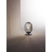 FABAS LUCE Infinity Tischleuchte aus Rauchmetall und mundgeblasenem Glas, modernes Design mit E27-Fassung, 280x180mm, Schutzklasse 2, robuste Verarbeitung