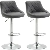 CLP 2er Set Barhocker Lazio Kunstleder höhenverstellbar und 360 Grad drehbar | Farbe grau
