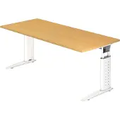 Hjh OFFICE PRO UNDA 19 W - 180 x 80 höhenverstellbar Buche/Weiß