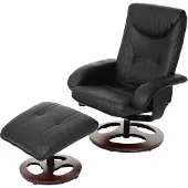 Mendler Relaxsessel MCW-C46, Fernsehsessel Sessel mit Hocker, Kunstleder schwarz