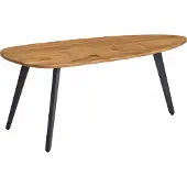 Wohnling Couchtisch Akazie Massivholz 110 x 45 x 60 cm Wohnzimmertisch Nierenform Sofatisch Modern Holztisch Tisch Wohnzimmer Holz/Metall