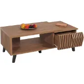 Mendler Couchtisch MCW-M45, Wohnzimmertisch Beistelltisch Sofatisch, 3D-Design Schubladen 44x120x65cm, braun