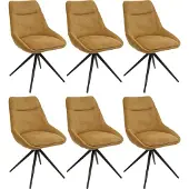 MCW 6er-Set Esszimmerstuhl MCW-M65, Küchenstuhl Lehnstuhl Stuhl, drehbar Auto-Position Metall Stoff/Textil senfgelb