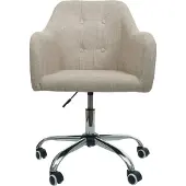Mendler Bürostuhl MCW-L92, Drehstuhl Schreibtischstuhl Computerstuhl Bürosessel Stuhl, mit Armlehne Stoff/Textil creme