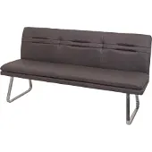 Mendler Sitzbank MCW-H70, Esszimmerbank Bank Polsterbank, Rückenlehne Stoff/Textil Edelstahl gebürstet grau-braun 180cm