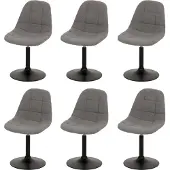 Mendler 6er-Set Esszimmerstuhl MCW-A60, Küchenstuhl Stuhl Drehstuhl, Stahl MVG Stoff/Textil Bouclé (450g/m²) grau