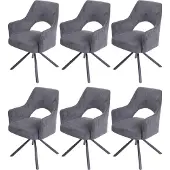 Mendler 6er-Set Esszimmerstuhl MCW-K30, Küchenstuhl Lehnstuhl, drehbar Auto-Position, Stoff/Textil MVG Kord-dunkelgrau
