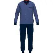 Götzburg Pyjama "Manhattan" 2 tlg. Langarm, V-Ausschnitt, lange Hose, V-Ausschnitt, Baumwolle