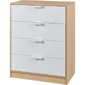 En.casa Kommode ‘Varkaus’ mit 4 Schubladen 90 x 70 x 40 cm Eichenoptik / Weiß