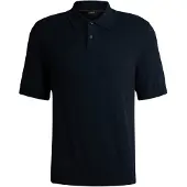 BOSS Orange Poloshirt kurzarm dunkelblau einfarbig Baumwolle