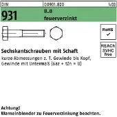 Industrial Quality Supplies Sechskantschraube DIN 931 m.Schaft M 36 x 200 8.8 feuerverzinkt