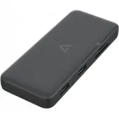 V7 UCMINIDOCKDUAL-PT, Andocken, USB 3.2 Gen 1 (3.1 Gen 1) Type-C, 100 W, 10,100,1000 Mbit/s, Schwarz, MicroSD (TransFlash), SD