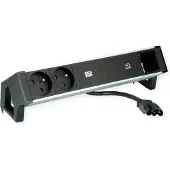 Bachmann 937.324 DESK2 ALU BLACK 2xUTE 1xCM 1xUSBC 60W 0,2m 937324
