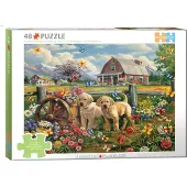 Eurographics Puzzle Connecting Pieces: Welpen im Frü hling 48 dlks