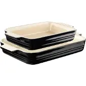 Le Creuset 2er-Set Auflaufform rechteckig Klassik 25/32 cm Schwarz