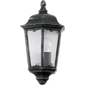 Eglo Außen-Wandlampe Navedo, 1 flammige Außenleuchte, Wandleuchte aus Aluguss und Glas, Farbe: Schwarz, silber-patina, Fassung: E27, IP44