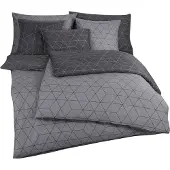 TRAUMSCHLAF Mako-Satin Bettwäsche Geo grau 135x200 cm + 80x80 cm