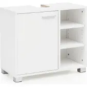FineBuy Waschbeckenunterschrank 60x55x32 cm weiß mit Tür Unterschrank Waschbecken Badezimmer Waschtischunterschrank mit Fächern Badezimmerschrank