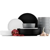 Konsimo Essservice Tafelservice VICTO Geschirrset Speiseteller Dessertteller Schale 6 Personen (18-tlg.), Bunt, Keramik, Loft, 20/27/14.5cm