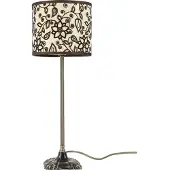 Licht-Erlebnisse Tischlampe 35 cm E14 Weiß Bronze Stoff Messing Floral Nachttischleuchte