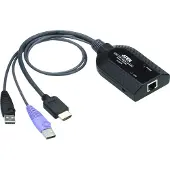 Aten USB HDMI Virtual Media KVM Adapter (unterstützt Smart Card Leser und Audio De-Embedder), USB, USB, HDMI, Schwarz, Metallisch, Violett, RJ-45, 1 x RJ-45
