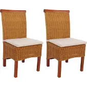 MCW 2er-Set Esszimmerstuhl Var, Korbgeflecht mit Sitzkissen